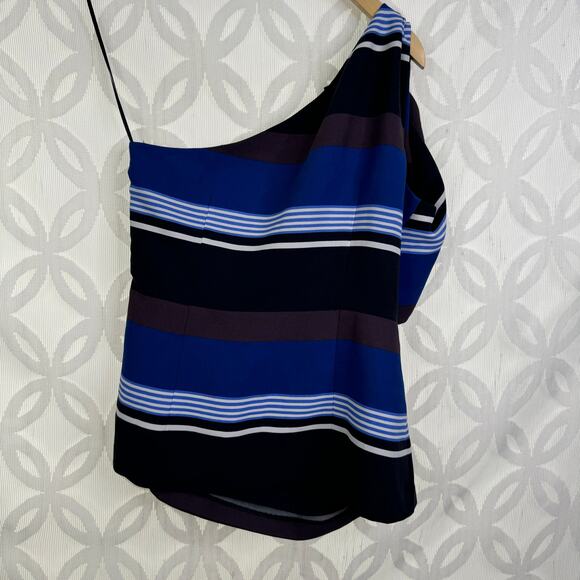 Banana Republic One Shoulder Bow Striped Blouse Size 2 NWT $78 - Picture 6 of 11